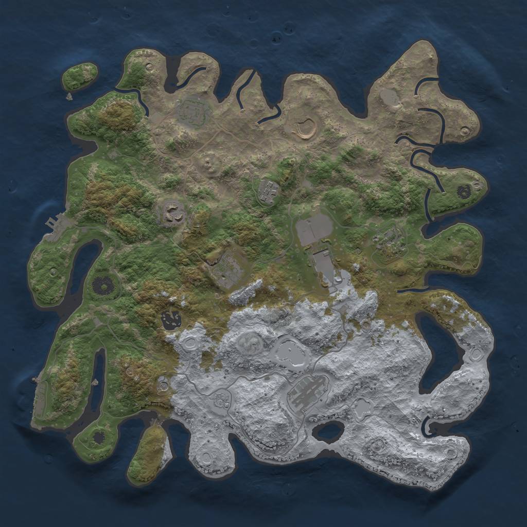 Rust Map: Procedural Map, Size: 3800, Seed: 29921146, 18 Monuments