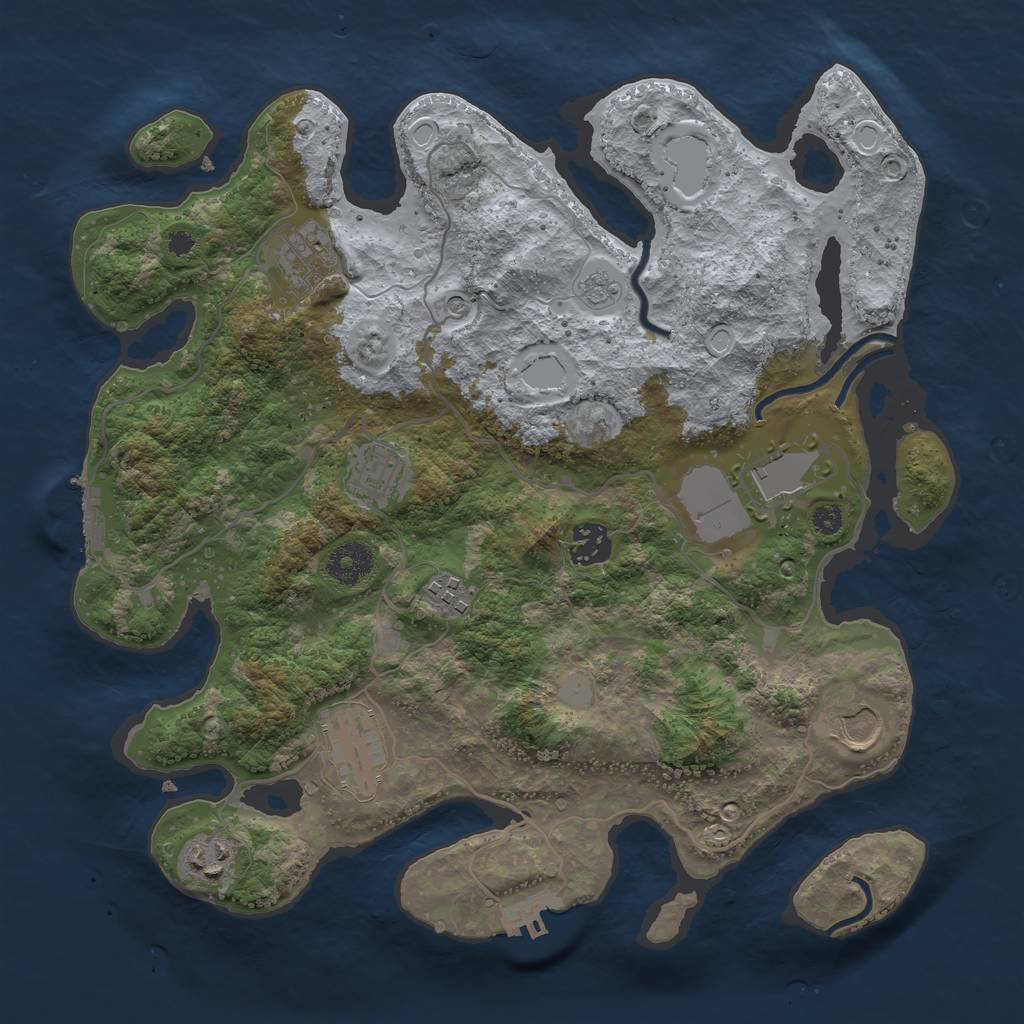 Rust Map: Procedural Map, Size: 3500, Seed: 8740431, 17 Monuments