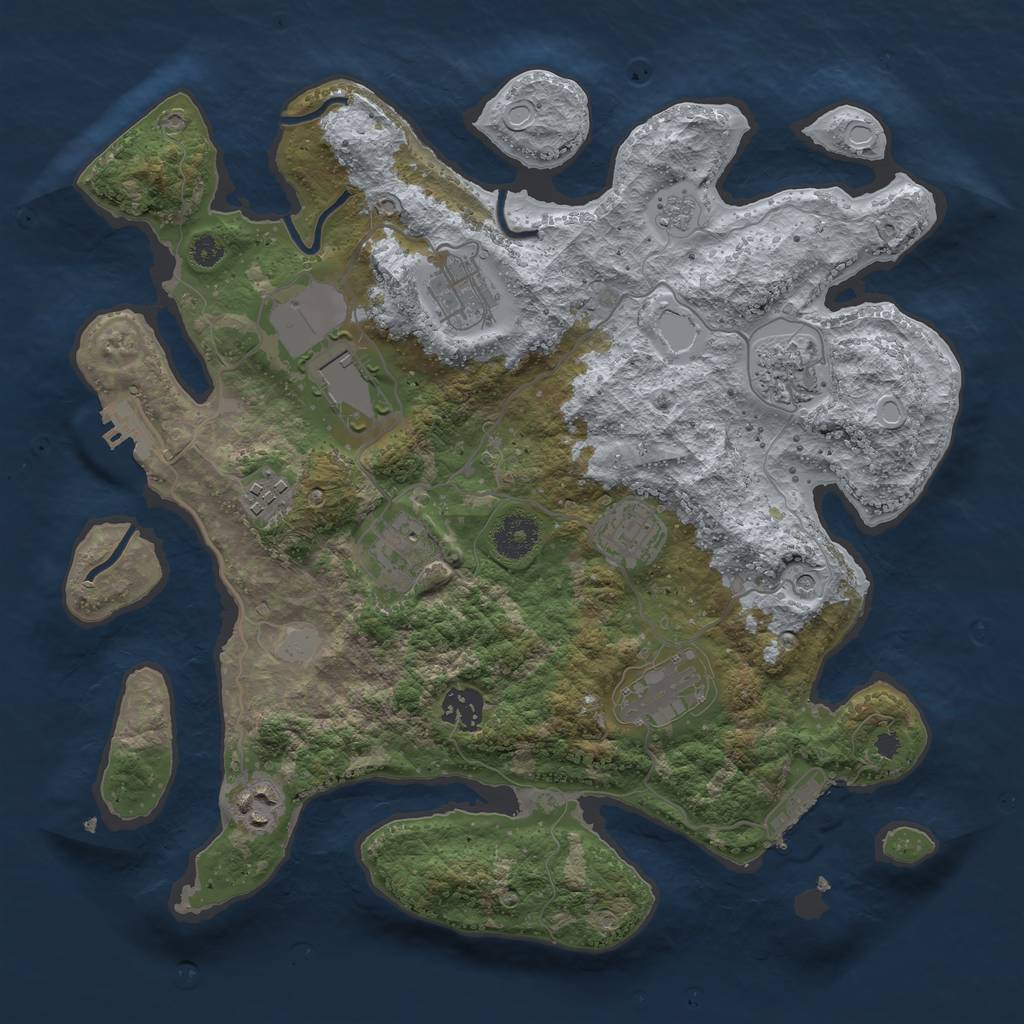 Rust Map: Procedural Map, Size: 3500, Seed: 543506297, 18 Monuments
