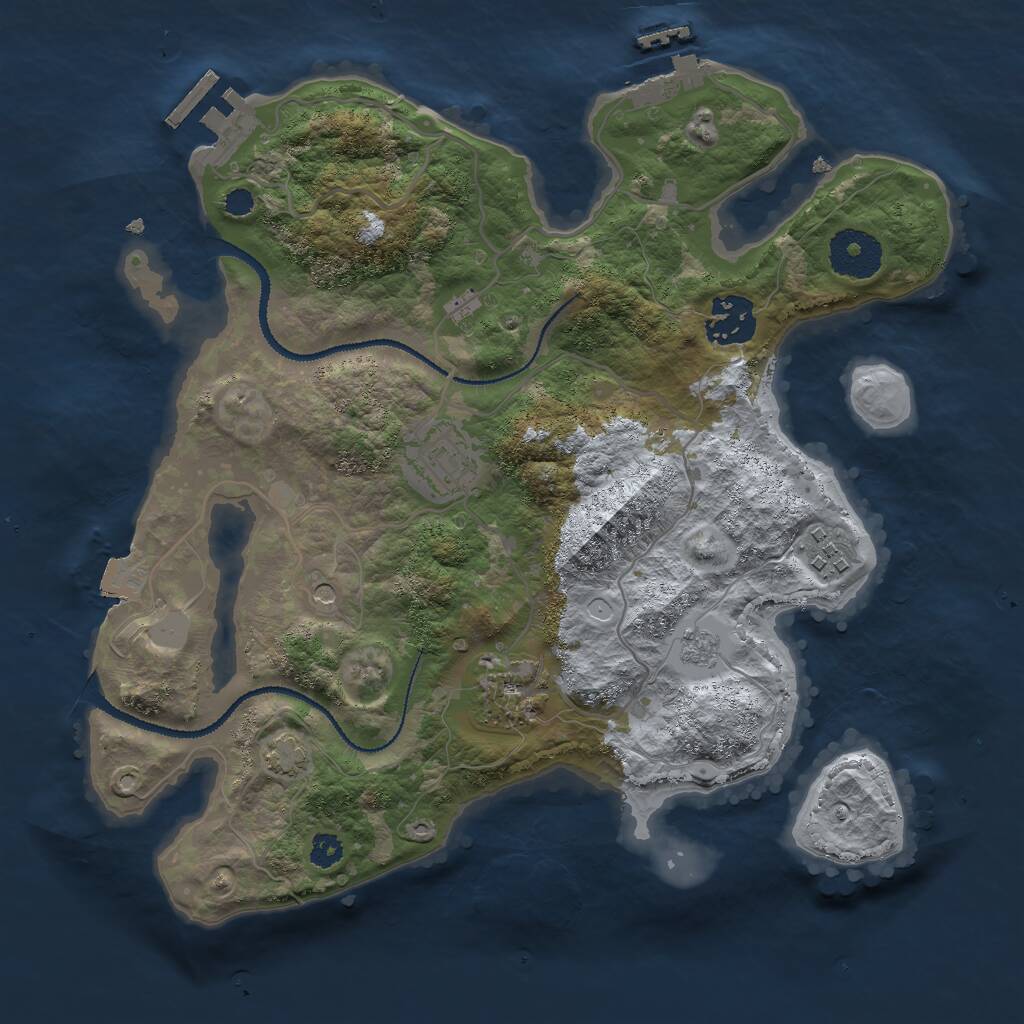 Rust Map: Procedural Map, Size: 3000, Seed: 1453434, 10 Monuments