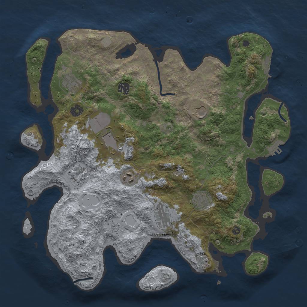 Rust Map: Procedural Map, Size: 3750, Seed: 37459185, 18 Monuments