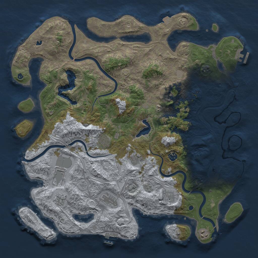 Rust Map: Procedural Map, Size: 4500, Seed: 1256118109, 16 Monuments