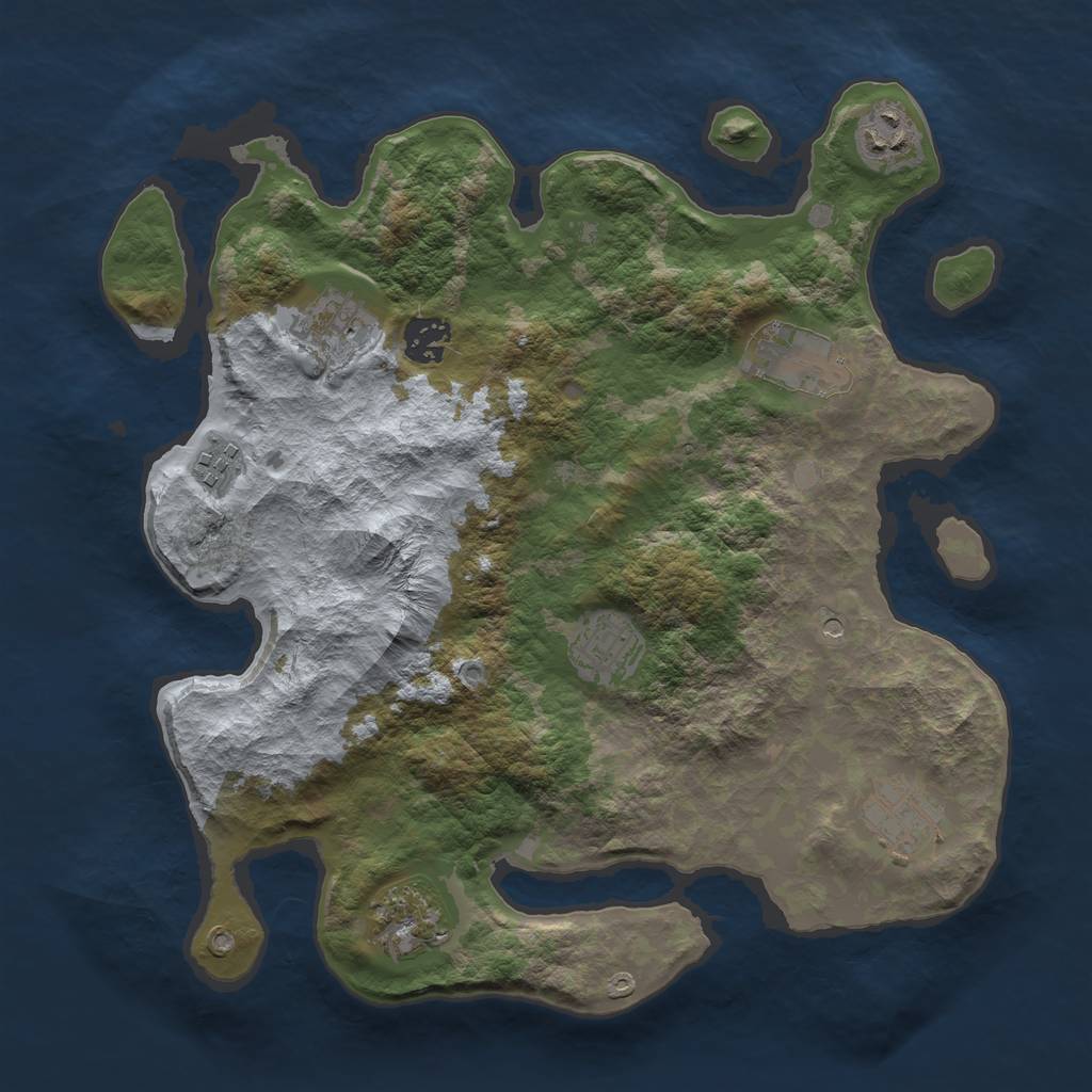 Rust Map: Barren, Size: 3400, Seed: 431896, 11 Monuments