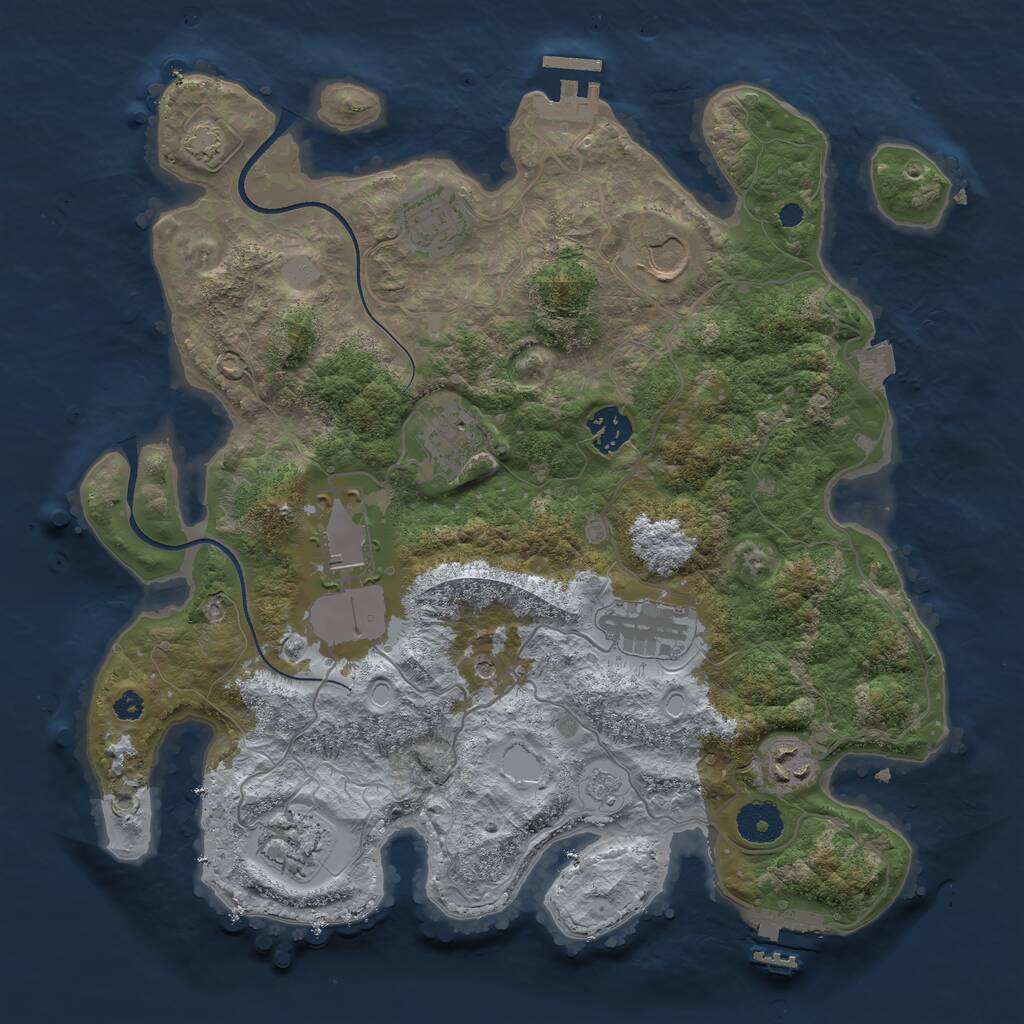 Rust Map: Procedural Map, Size: 3500, Seed: 1209649976, 14 Monuments
