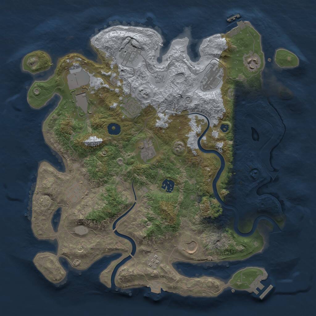 Rust Map: Procedural Map, Size: 3700, Seed: 393486085, 16 Monuments