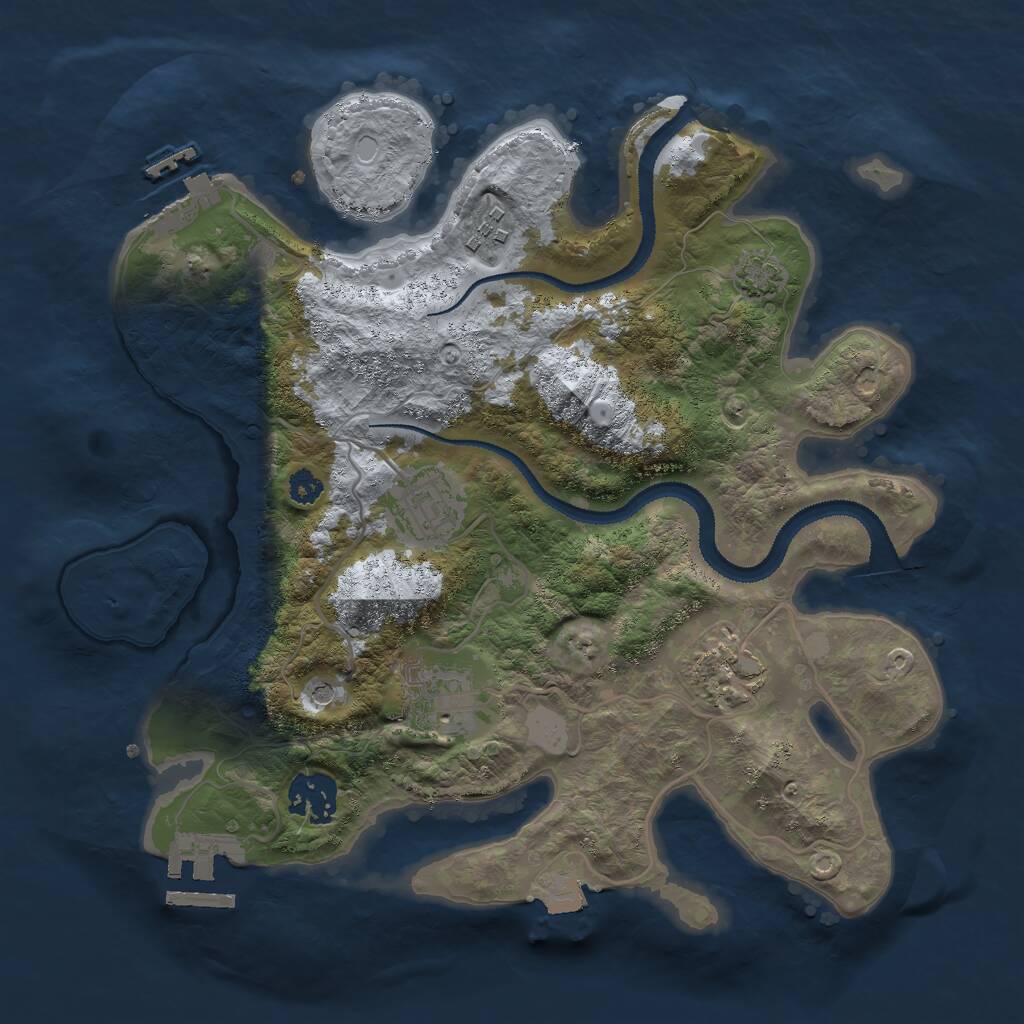 Rust Map: Procedural Map, Size: 3000, Seed: 1578595709, 10 Monuments