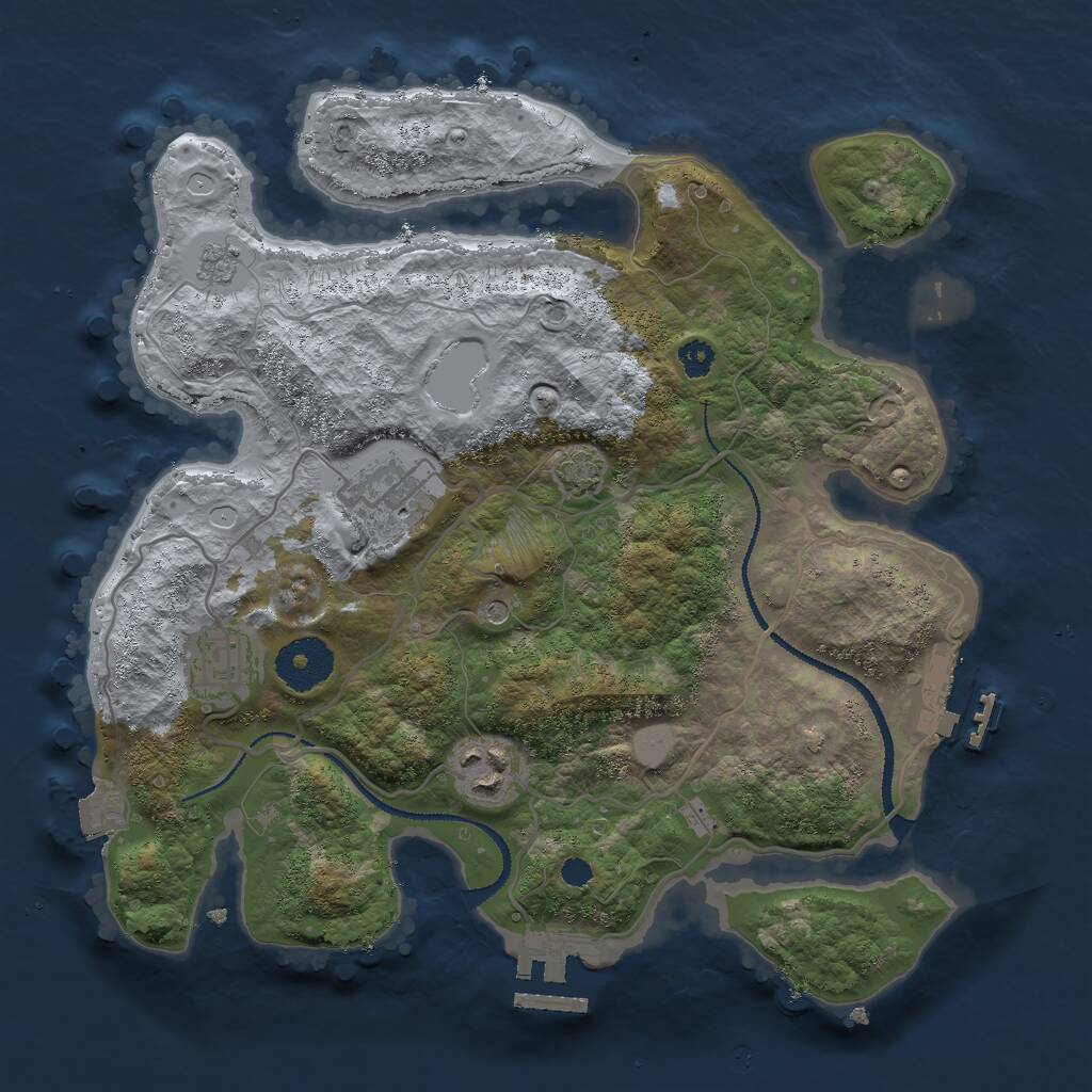 Rust Map: Procedural Map, Size: 3000, Seed: 222241987, 9 Monuments