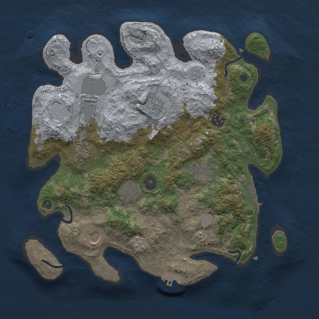 Rust Map: Procedural Map, Size: 3500, Seed: 236700494, 17 Monuments