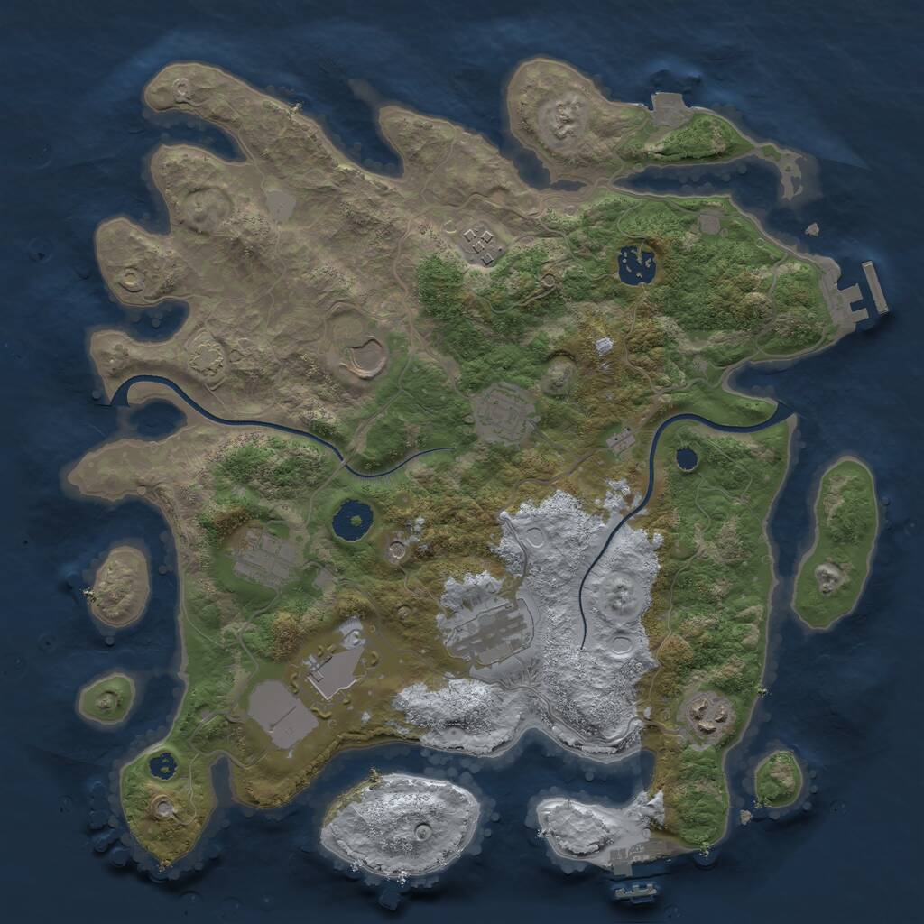 Rust Map: Procedural Map, Size: 3500, Seed: 34236, 13 Monuments