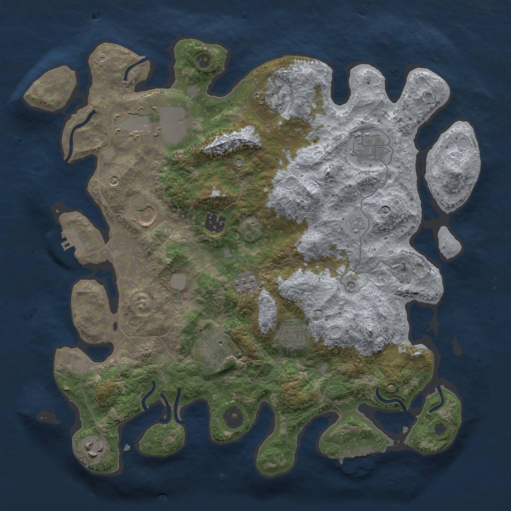Rust Map: Procedural Map, Size: 3700, Seed: 13465926, 18 Monuments