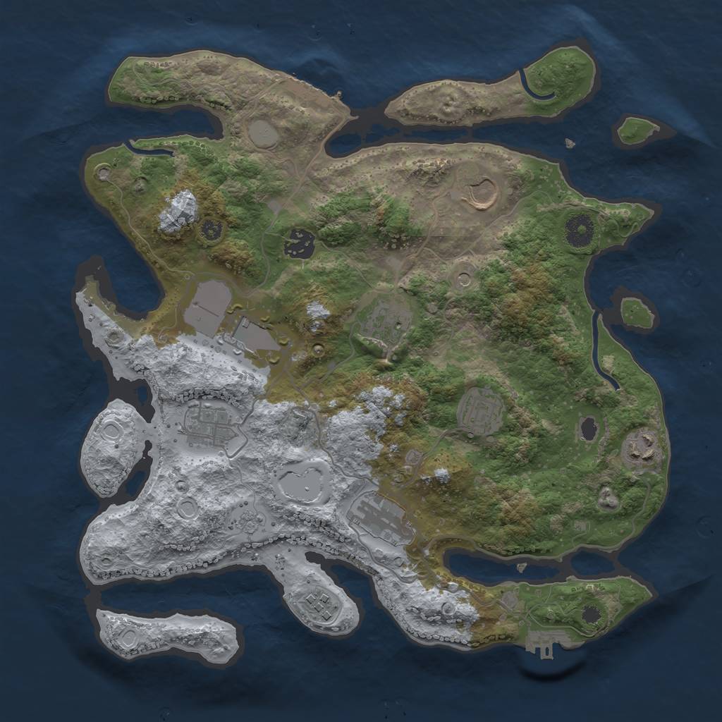 Rust Map: Procedural Map, Size: 3500, Seed: 328716091, 18 Monuments