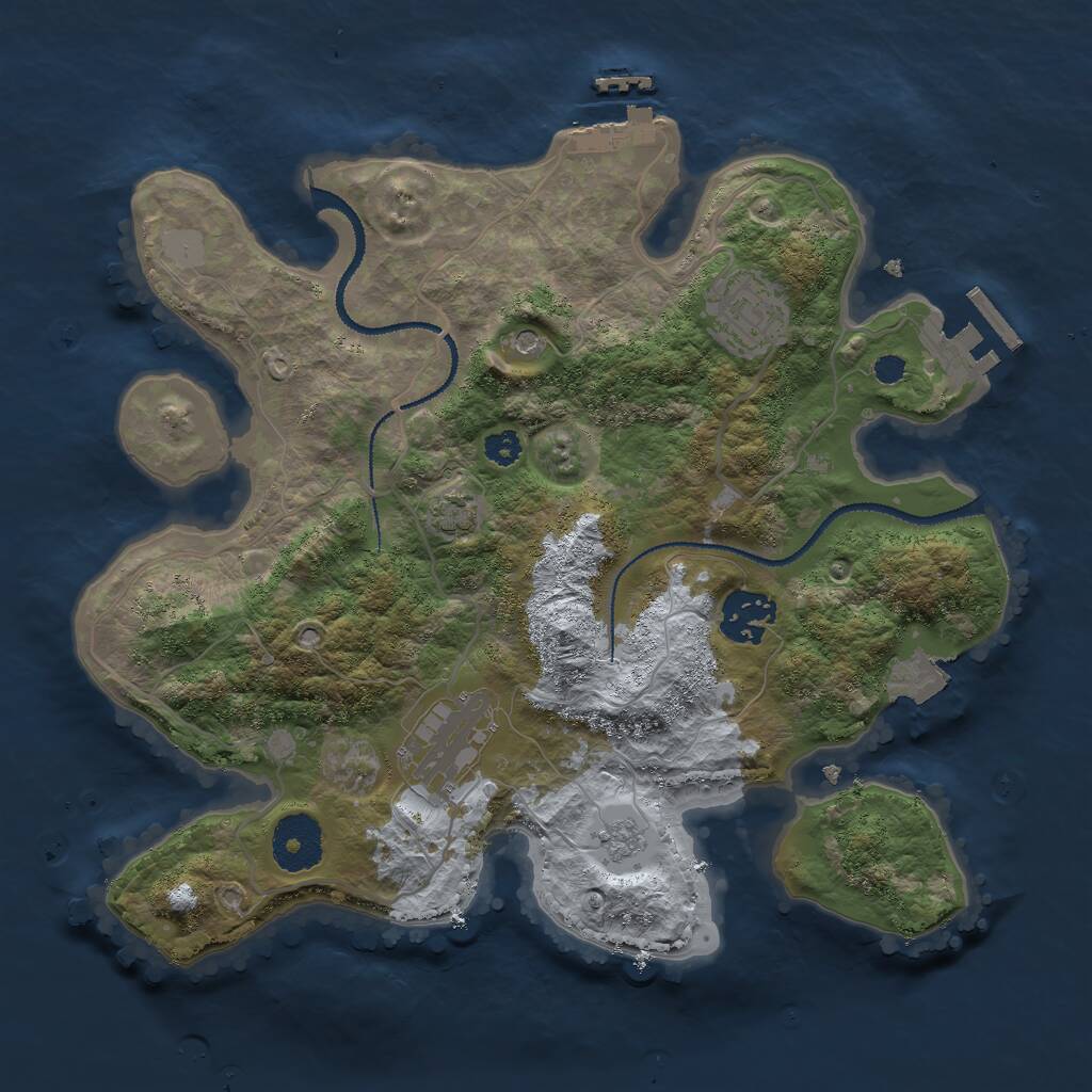Rust Map: Procedural Map, Size: 3000, Seed: 1096953917, 9 Monuments