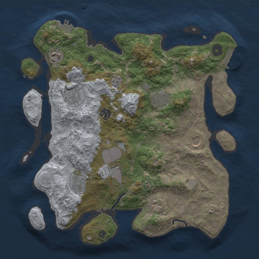 Rust Map: Procedural Map, Size: 3500, Seed: 20001593, 16 Monuments