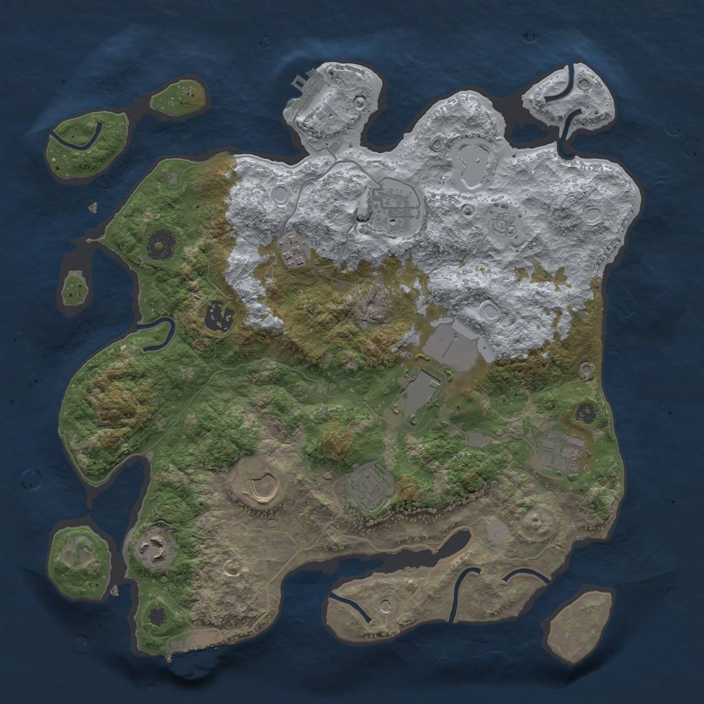 Rust Map: Procedural Map, Size: 3500, Seed: 16303568, 17 Monuments