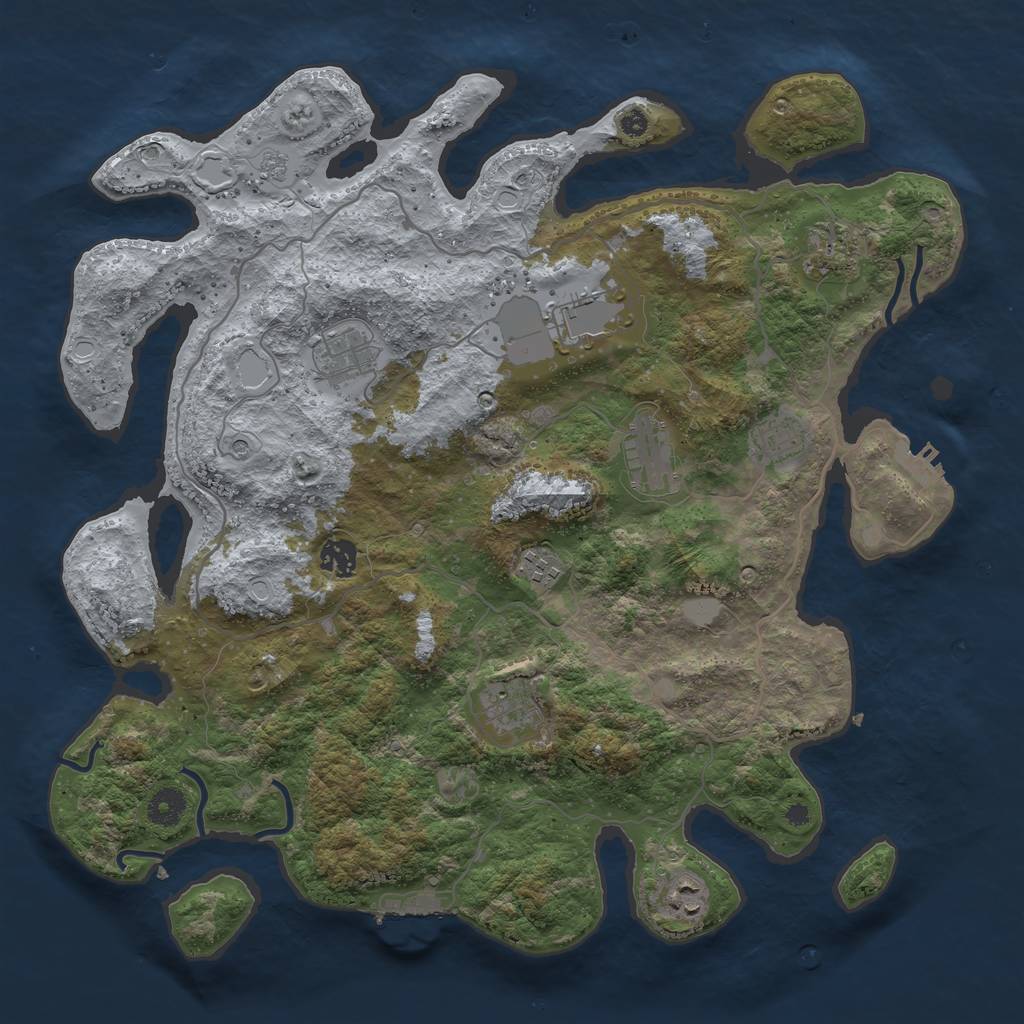 Rust Map: Procedural Map, Size: 4000, Seed: 24766165, 18 Monuments