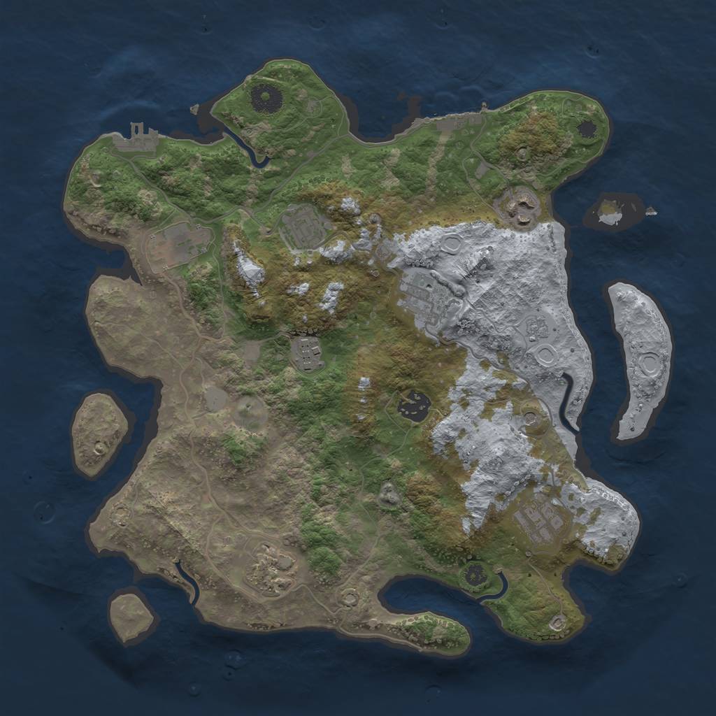 Rust Map: Procedural Map, Size: 3450, Seed: 56317436, 15 Monuments