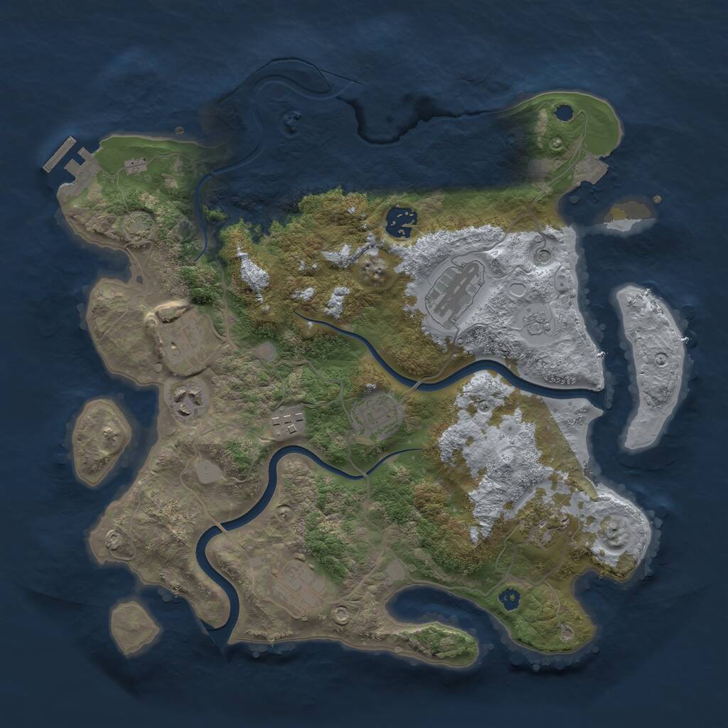 Rust Map: Procedural Map, Size: 3450, Seed: 56317436, 13 Monuments