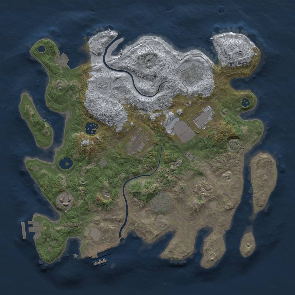 Rust Map: Procedural Map, Size: 3500, Seed: 48593475, 14 Monuments