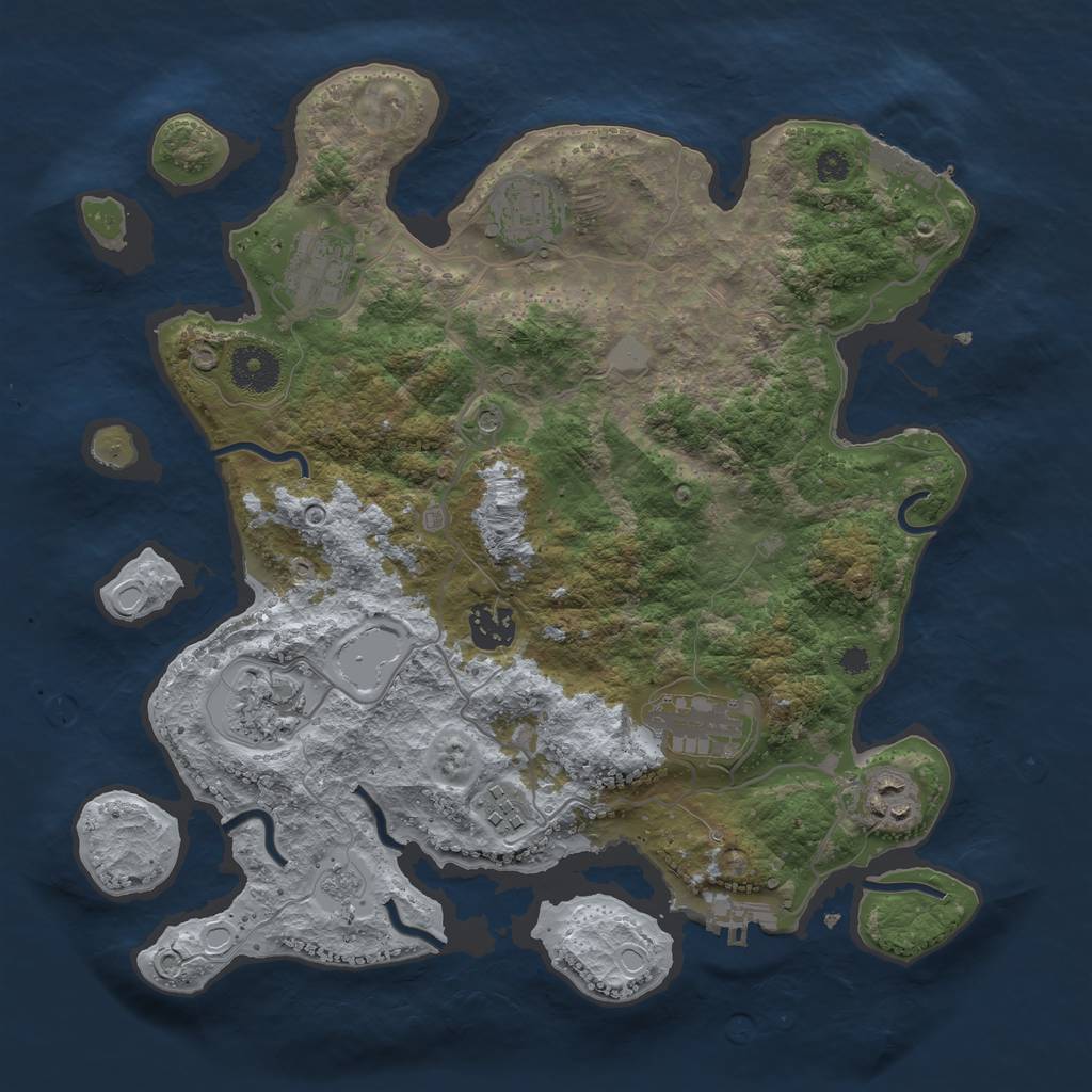 Rust Map: Procedural Map, Size: 3400, Seed: 613860957, 16 Monuments