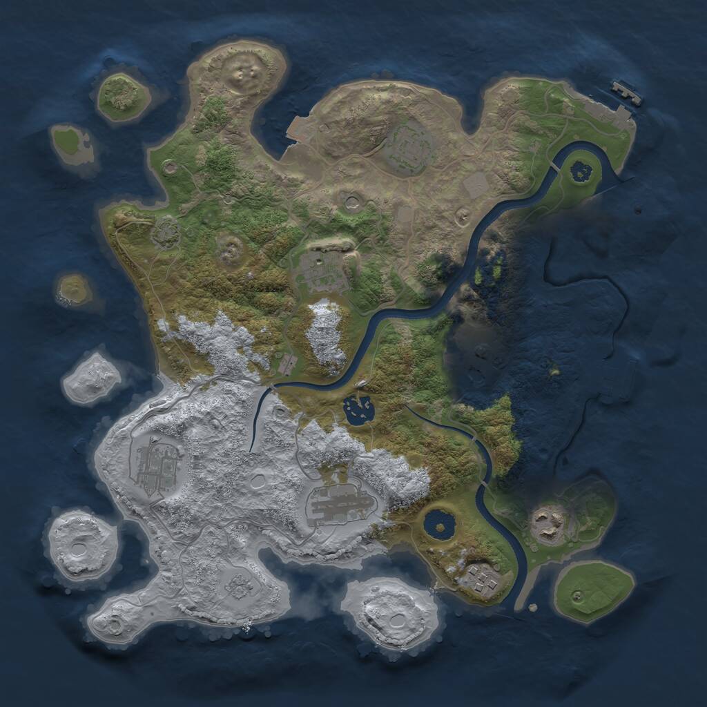 Rust Map: Procedural Map, Size: 3400, Seed: 613860957, 14 Monuments