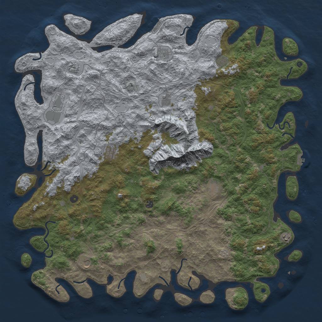 Rust Map: Procedural Map, Size: 6000, Seed: 5684, 20 Monuments
