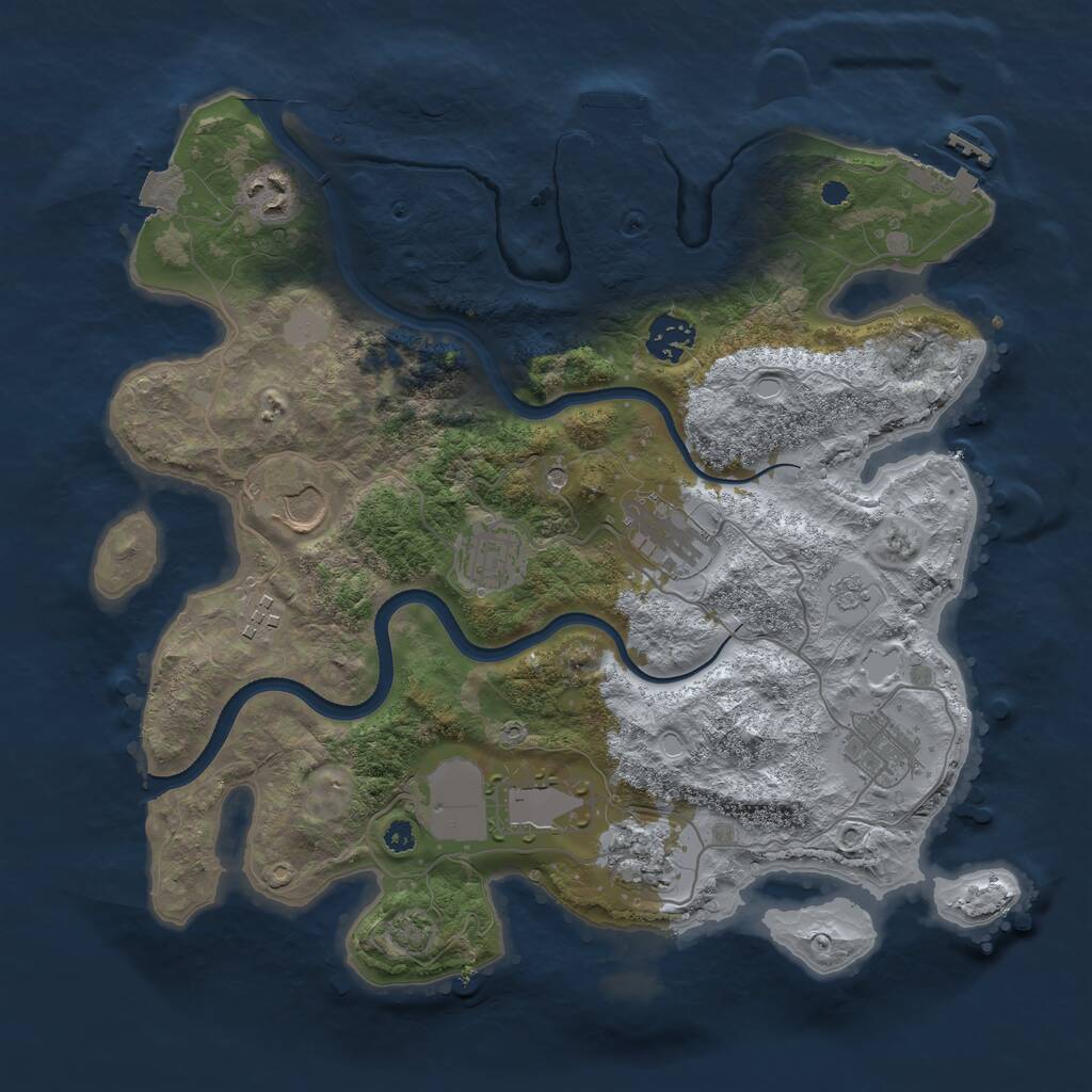 Rust Map: Procedural Map, Size: 3500, Seed: 9552625, 15 Monuments