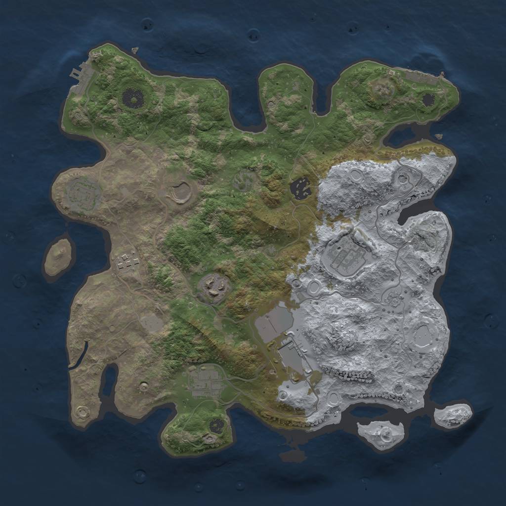Rust Map: Procedural Map, Size: 3500, Seed: 9552625, 17 Monuments