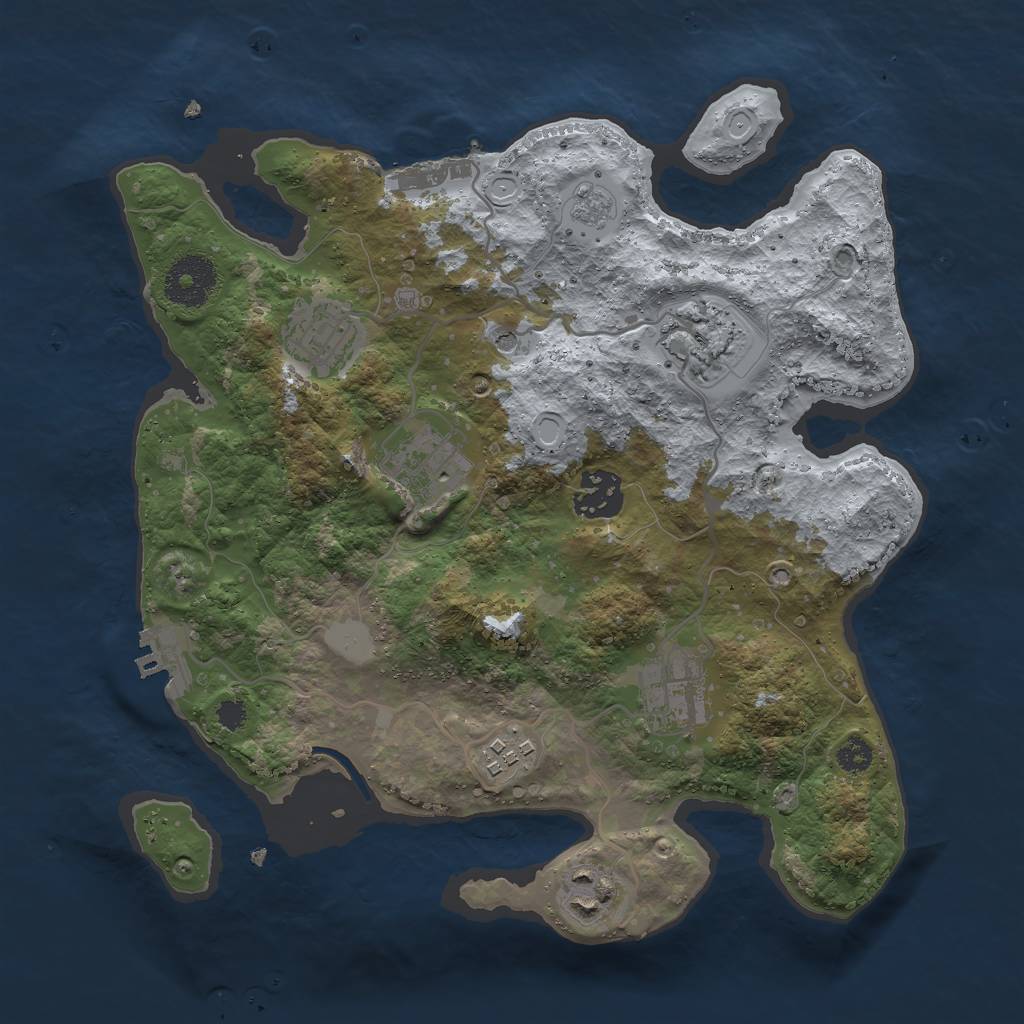 Rust Map: Procedural Map, Size: 3000, Seed: 463417, 16 Monuments