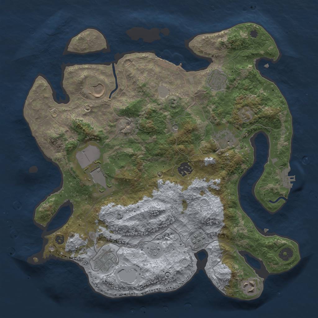 Rust Map: Procedural Map, Size: 3500, Seed: 20318549, 17 Monuments