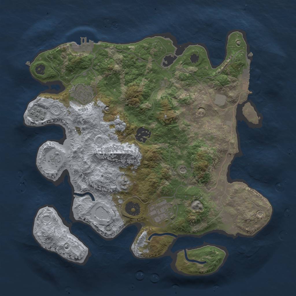 Rust Map: Procedural Map, Size: 3000, Seed: 8586548, 13 Monuments