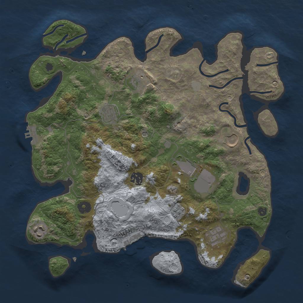 Rust Map: Procedural Map, Size: 3500, Seed: 1115613911, 16 Monuments