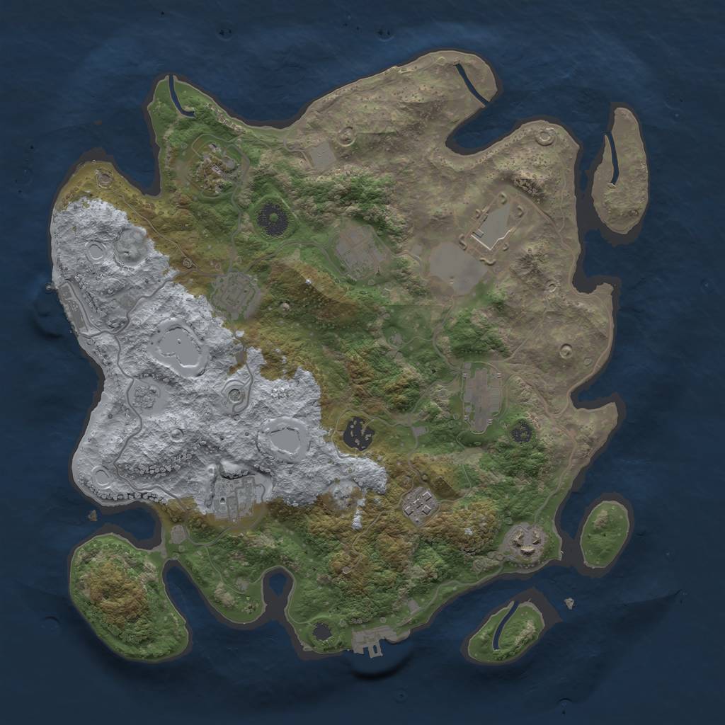 Rust Map: Procedural Map, Size: 3500, Seed: 2701683, 18 Monuments