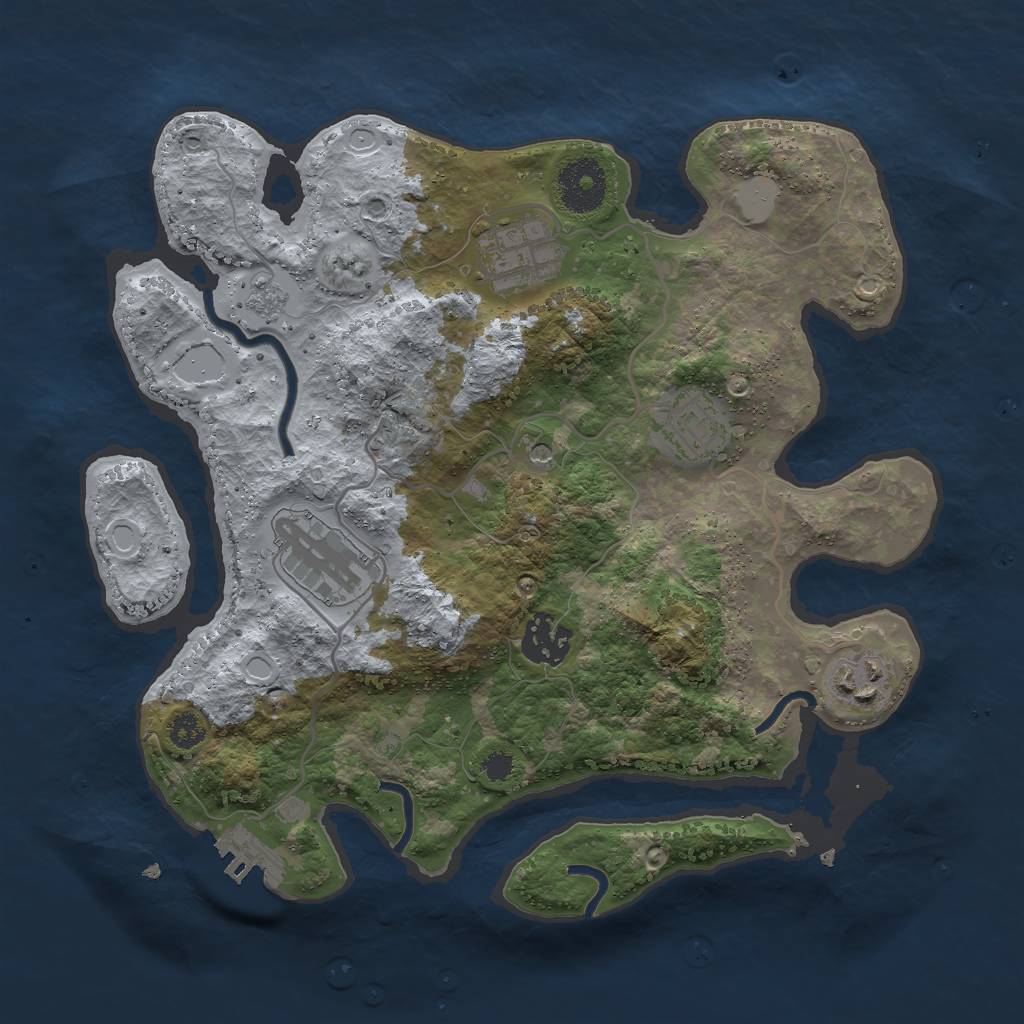 Rust Map: Procedural Map, Size: 3000, Seed: 91861, 11 Monuments