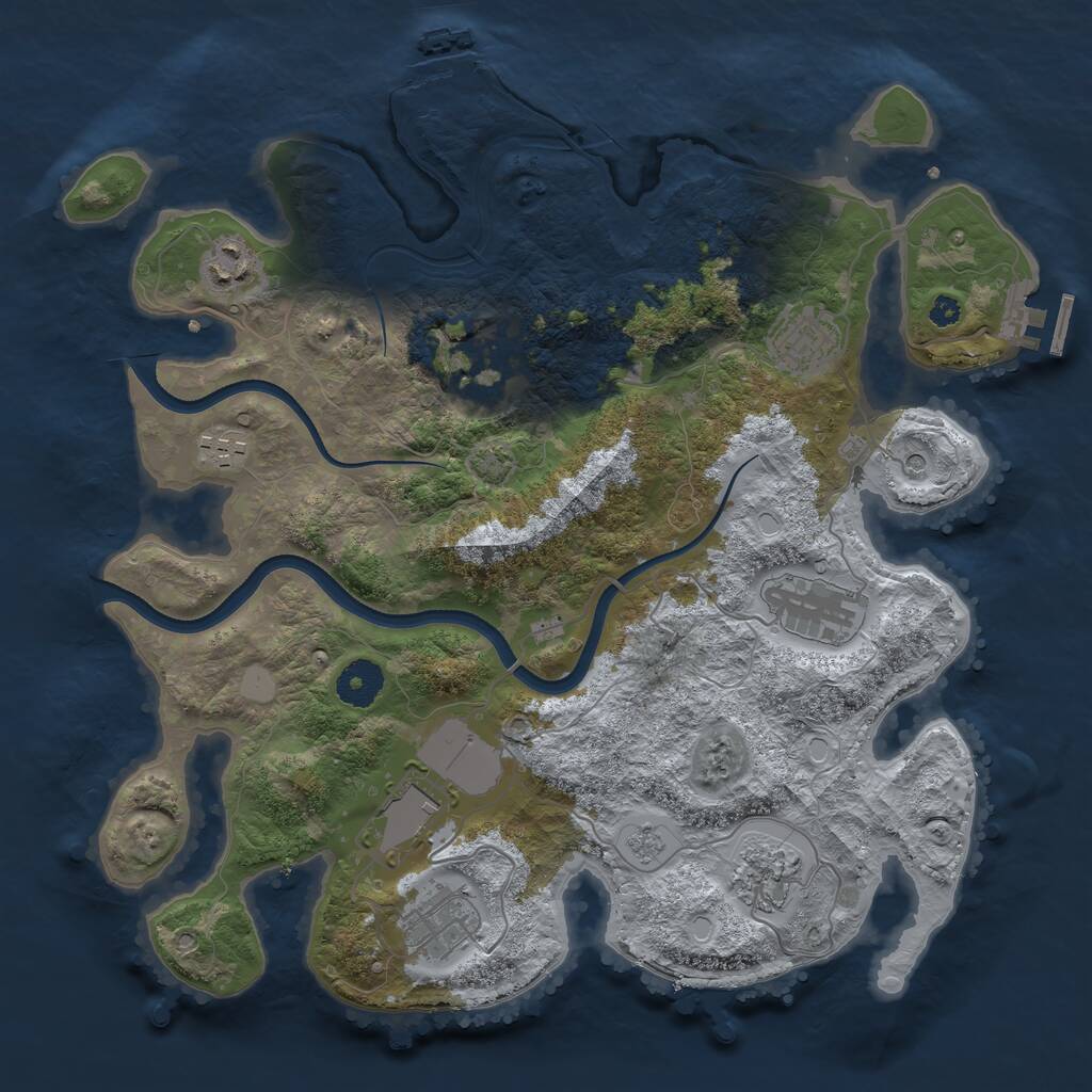 Rust Map: Procedural Map, Size: 3550, Seed: 29943494, 14 Monuments