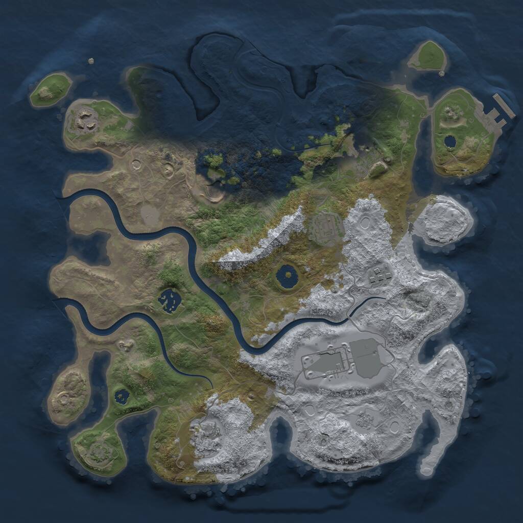 Rust Map: Procedural Map, Size: 3550, Seed: 29943494, 13 Monuments