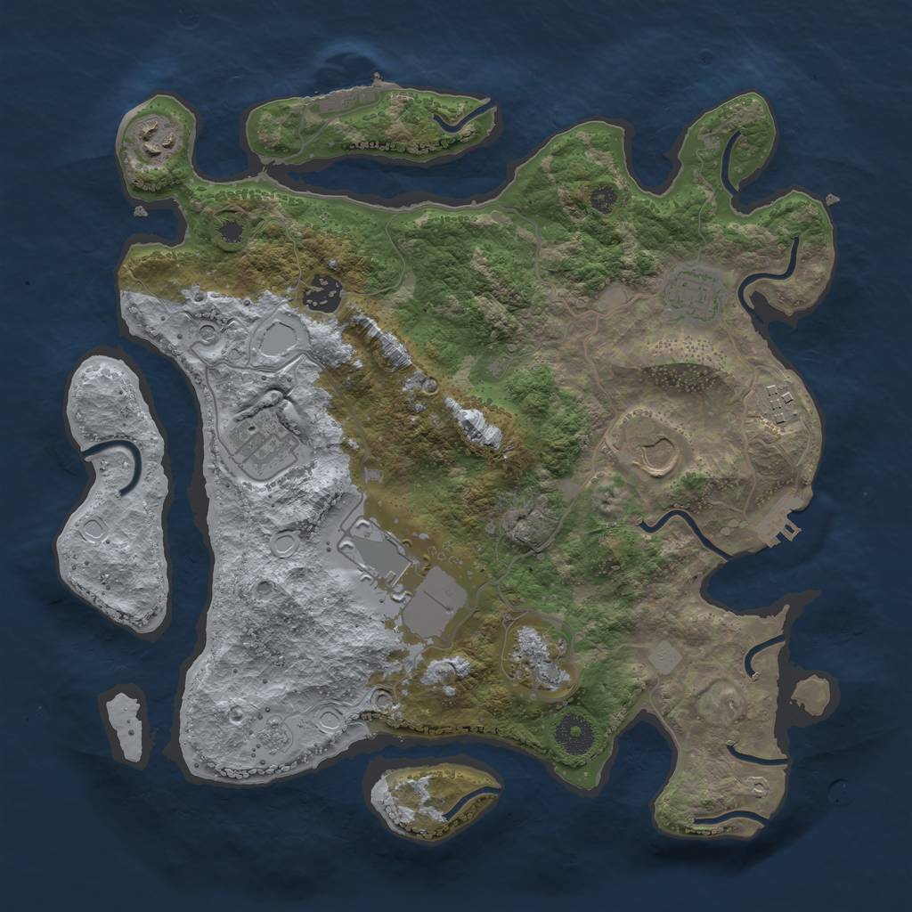 Rust Map: Procedural Map, Size: 3500, Seed: 57251010, 17 Monuments