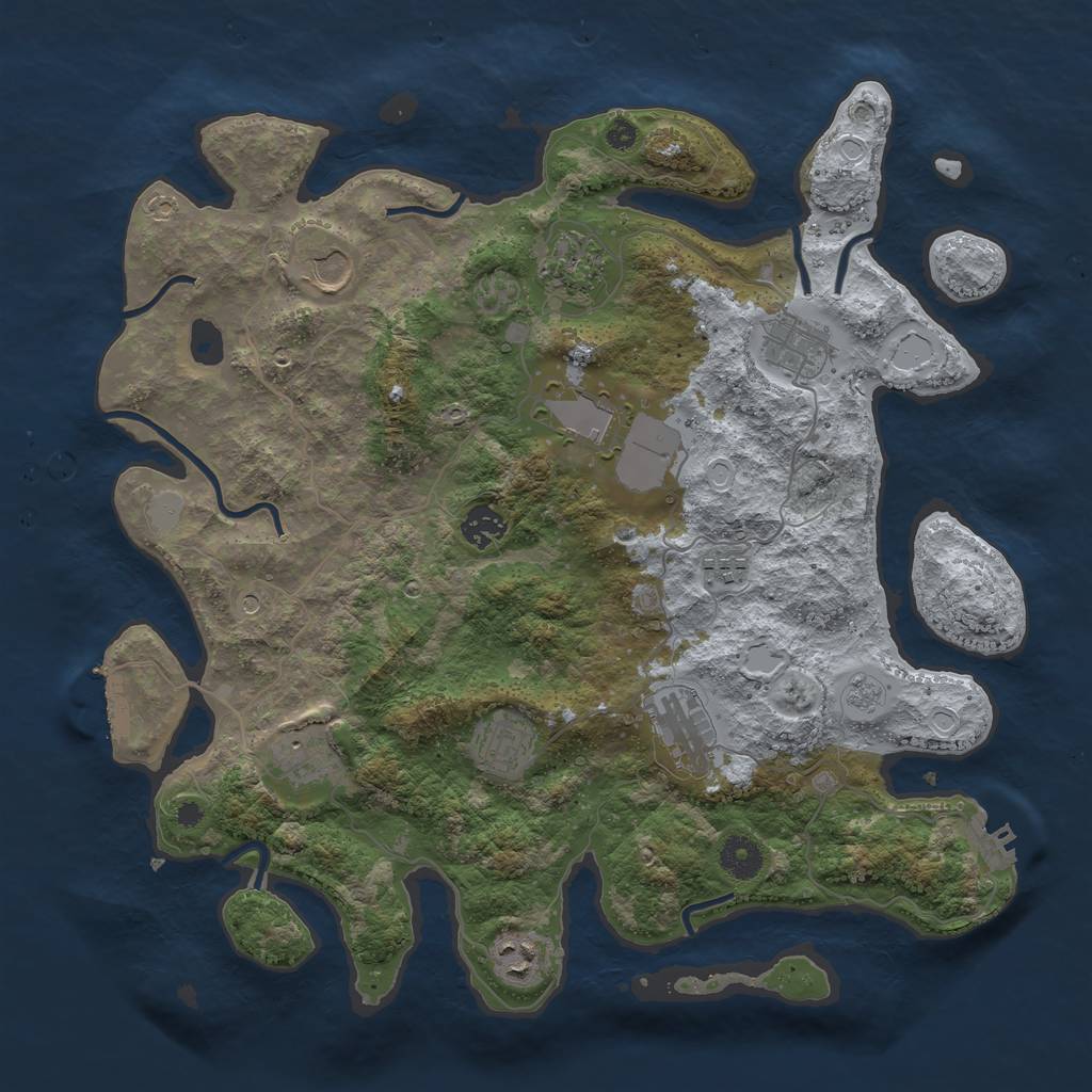 Rust Map: Procedural Map, Size: 3850, Seed: 27632821, 19 Monuments