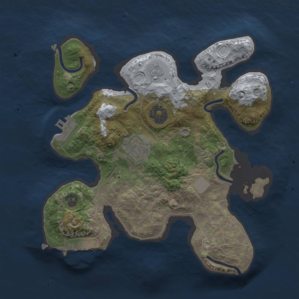 Rust Map: Procedural Map, Size: 2400, Seed: 342224496, 9 Monuments