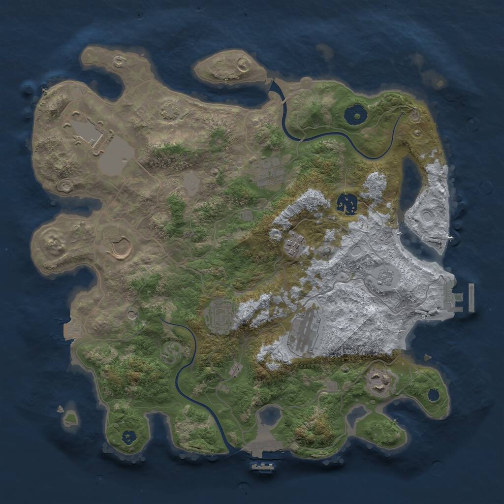 Rust Map: Procedural Map, Size: 3500, Seed: 1564143192, 14 Monuments