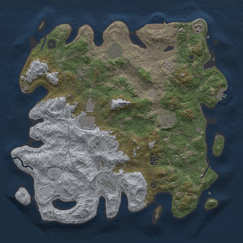 Rust Map: Procedural Map, Size: 4000, Seed: 92262237, 17 Monuments