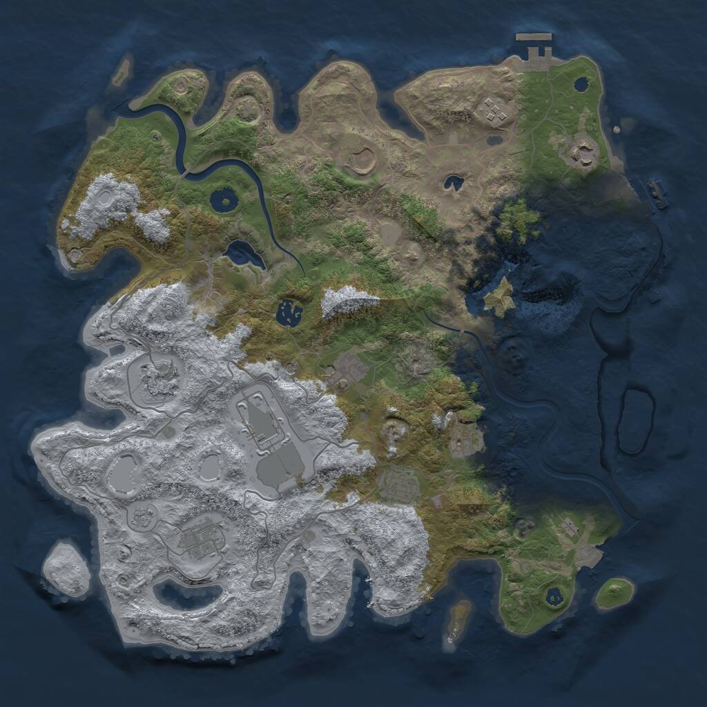 Rust Map: Procedural Map, Size: 4000, Seed: 92262237, 16 Monuments