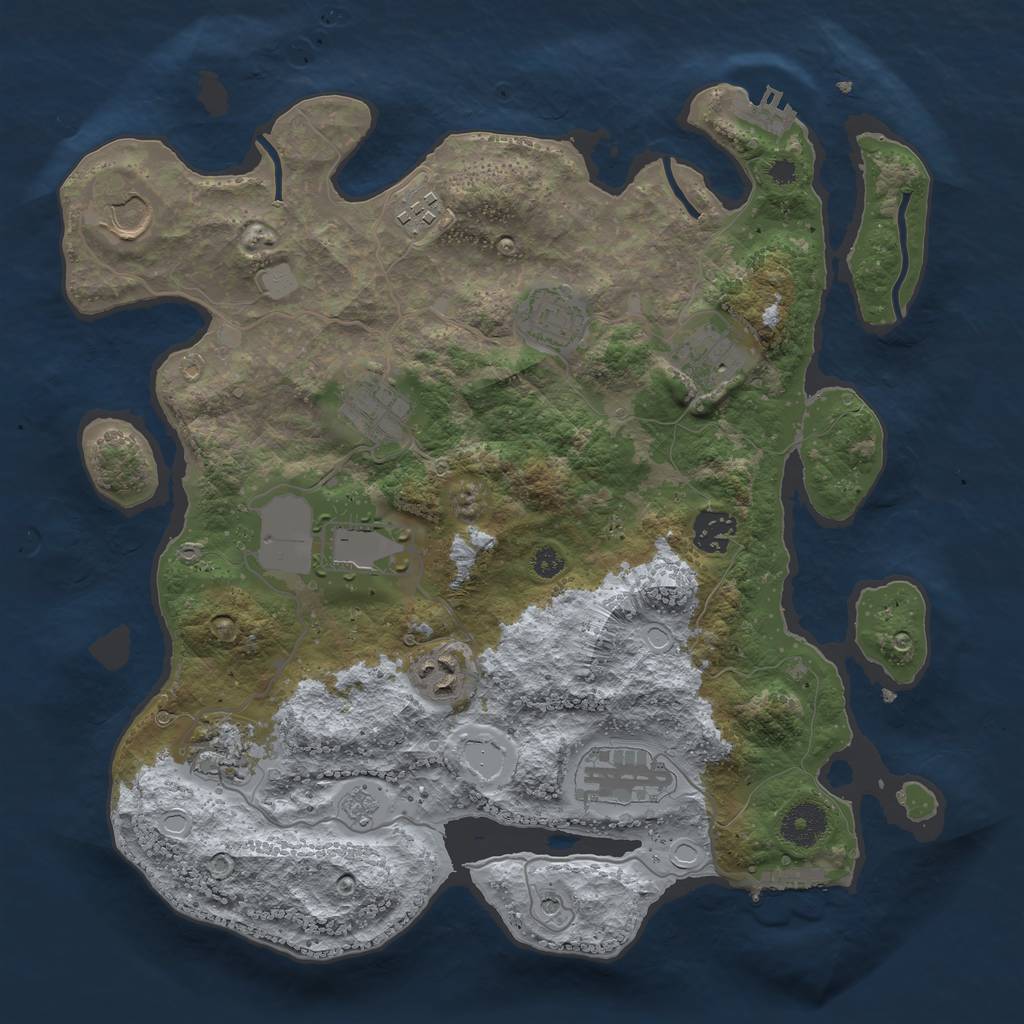 Rust Map: Procedural Map, Size: 3500, Seed: 7610780, 19 Monuments