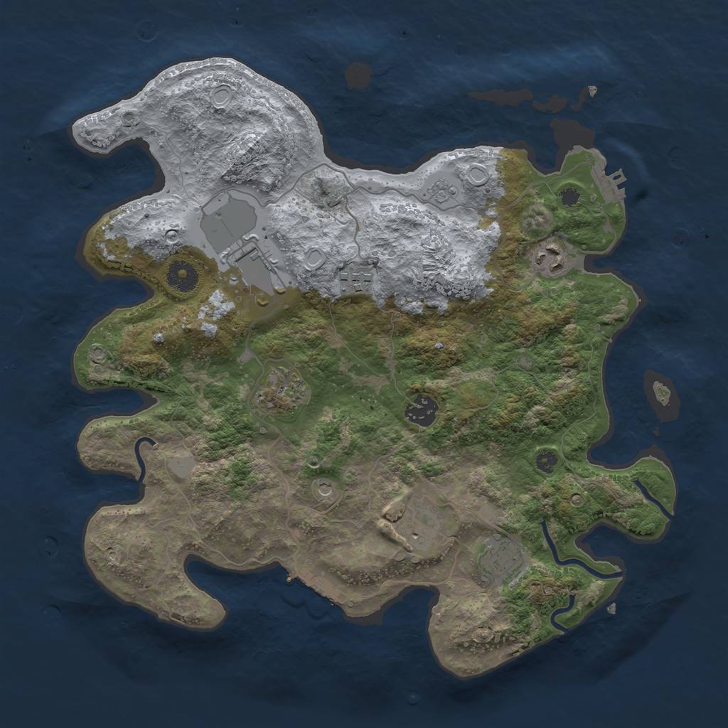 Rust Map: Procedural Map, Size: 3500, Seed: 719927958, 14 Monuments