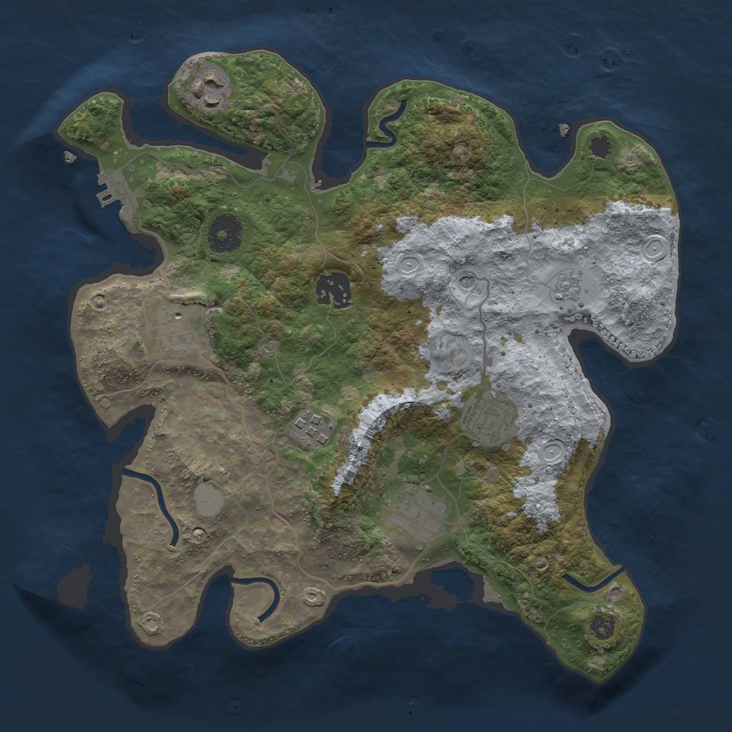 Rust Map: Procedural Map, Size: 3000, Seed: 853141, 14 Monuments