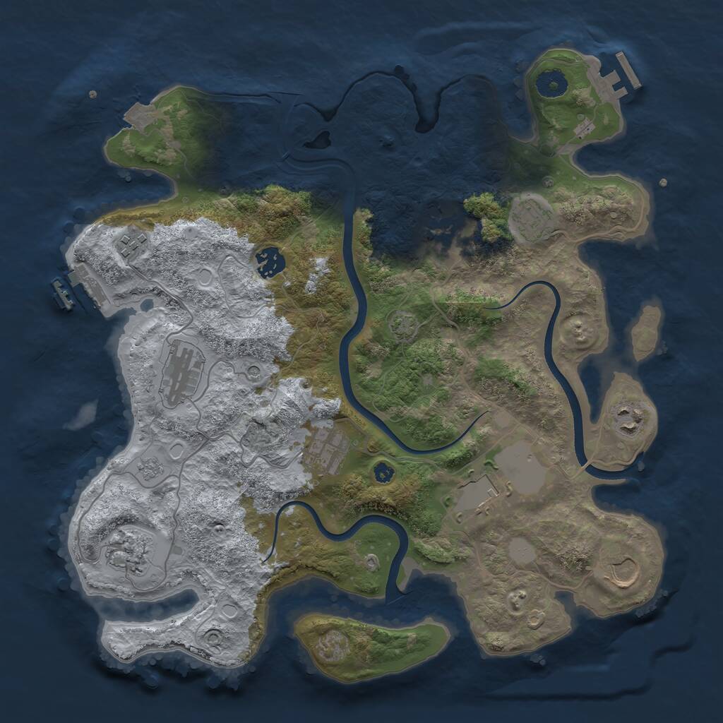 Rust Map: Procedural Map, Size: 3650, Seed: 126734336, 16 Monuments