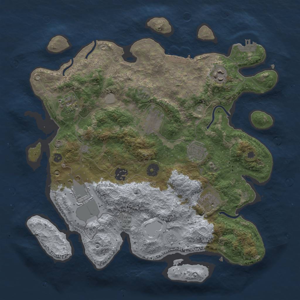Rust Map: Procedural Map, Size: 3500, Seed: 1128141128, 17 Monuments