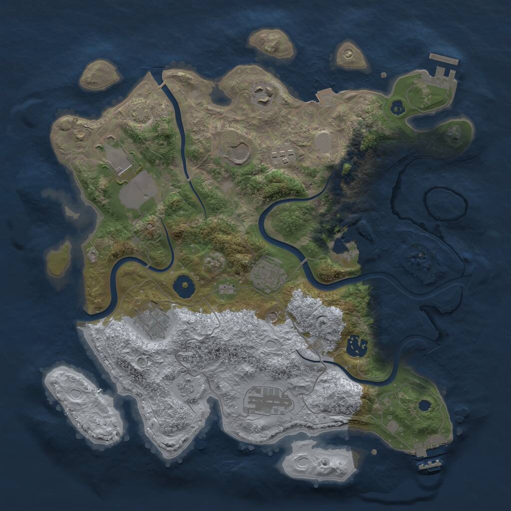 Rust Map: Procedural Map, Size: 3500, Seed: 1128141128, 15 Monuments