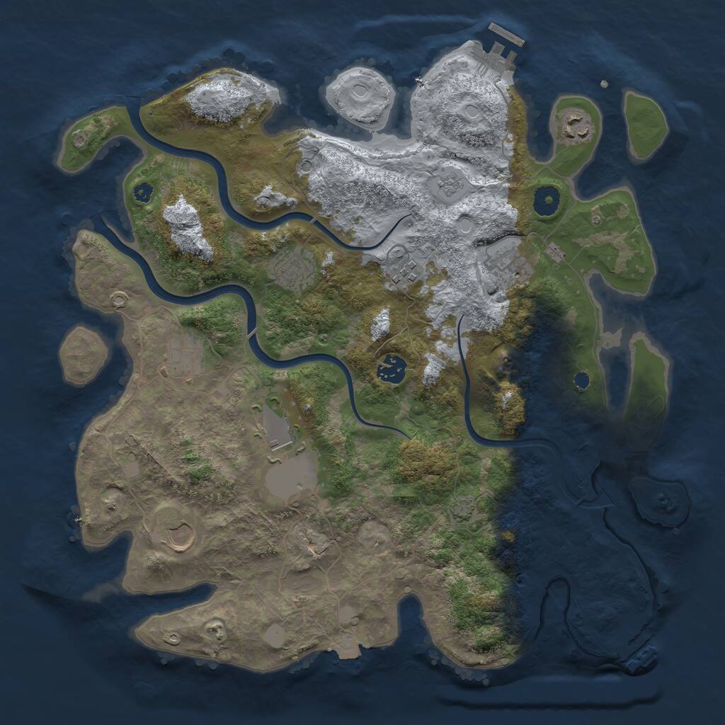 Rust Map: Procedural Map, Size: 3800, Seed: 5461561, 14 Monuments