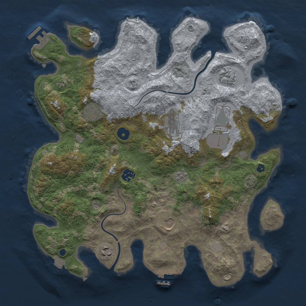 Rust Map: Procedural Map, Size: 3750, Seed: 110888944, 14 Monuments