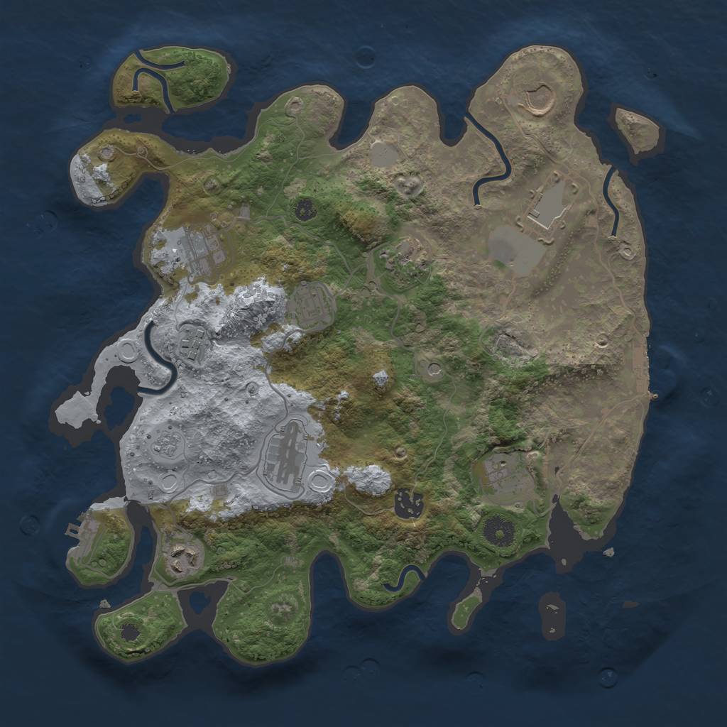 Rust Map: Procedural Map, Size: 3500, Seed: 584072529, 19 Monuments